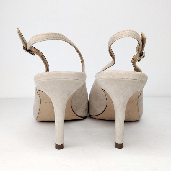 Ann Taylor Women's Nude Suede Strap Pointed Toe Dress Low Kitten Heels Size 11M - Picture 6 of 13